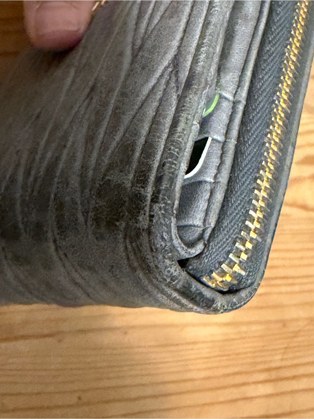 Authentic Miu Miu Matelassé Zip Around Wallet Marmo Grey w/ Receipt & Auth Card - Picture 8 of 14